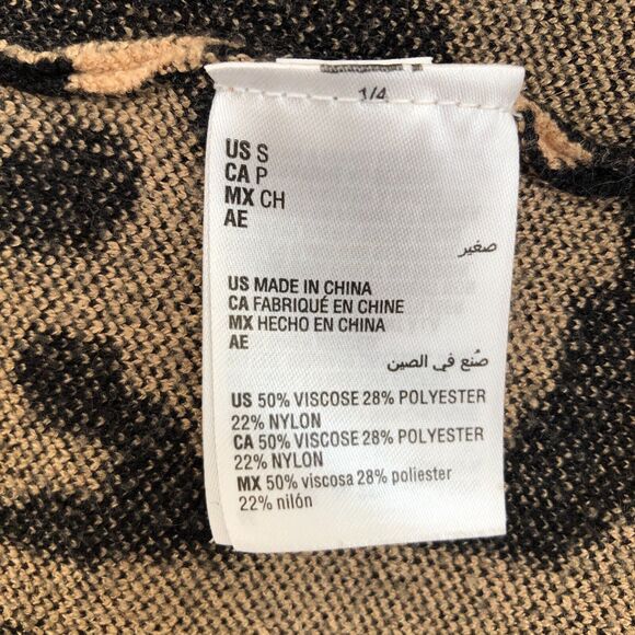 Culpos +INC INTERNATIONAL CONCEPTS Belted Fringe Collar Leopard Cardigan S - Picture 9 of 13